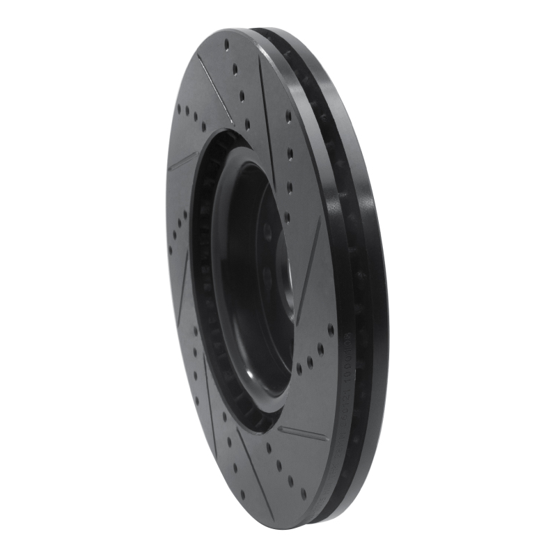 Jaguar E-Pace Brake Rotor (1) - Front Left - R1 Concepts - Drilled & Slotted - Black - `15-`19